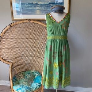 Sundance NWT Green Embroidered Flowy Dress Size 8